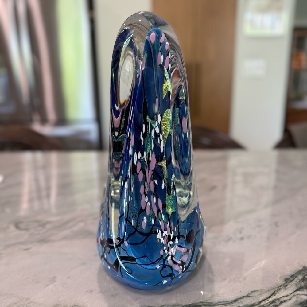 VTG Multi Colored Abstract Art Glass Sculpture by Rollin Karg